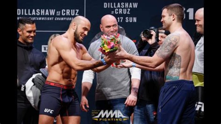 UFC star Sean O'Connell shocks opponent Ilir Latifi at weigh-in by presenting him with FLOWERS ·